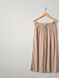 Linen Blend Wide Leg Pants (L)