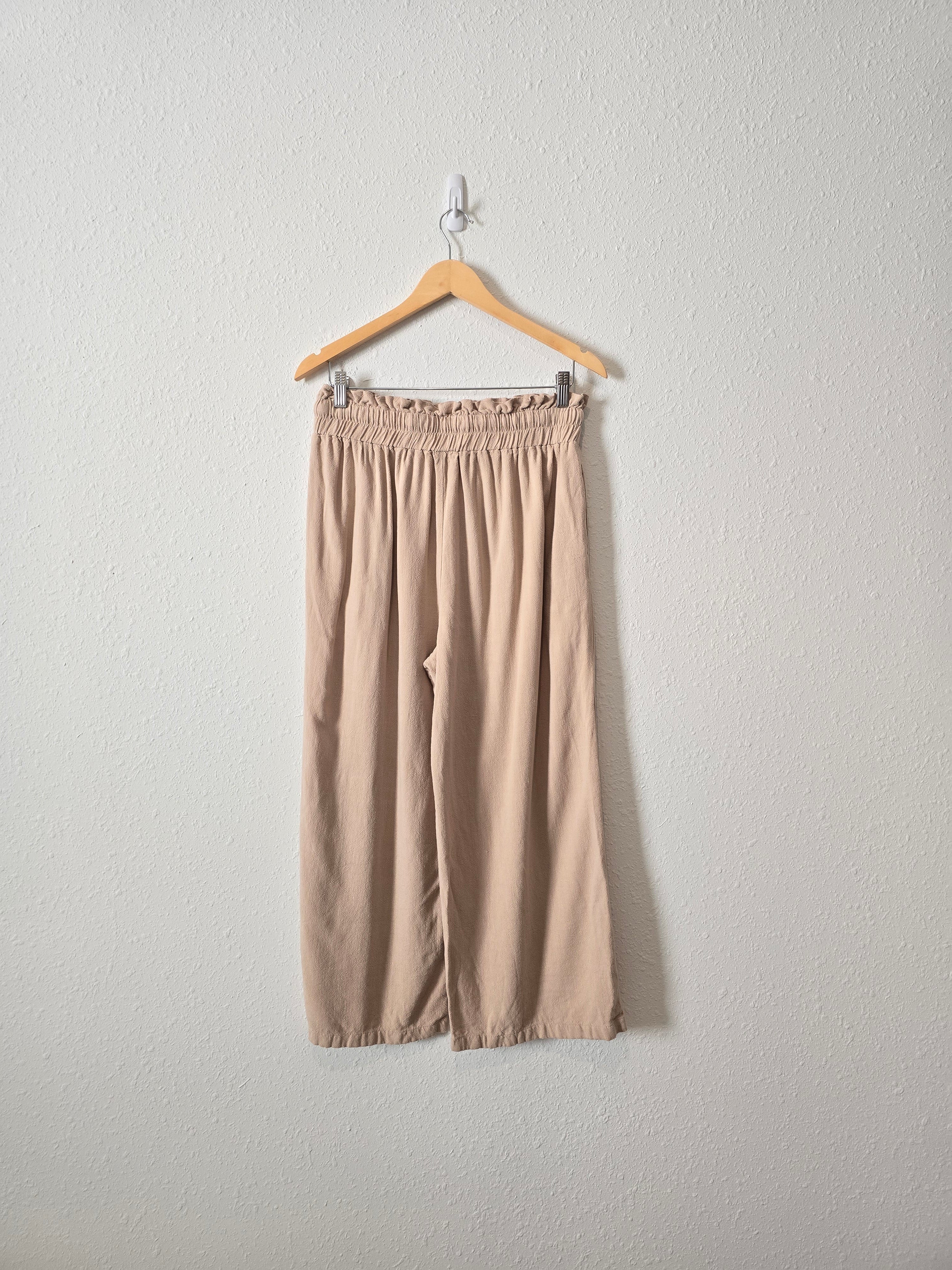 Linen Blend Wide Leg Pants (L)