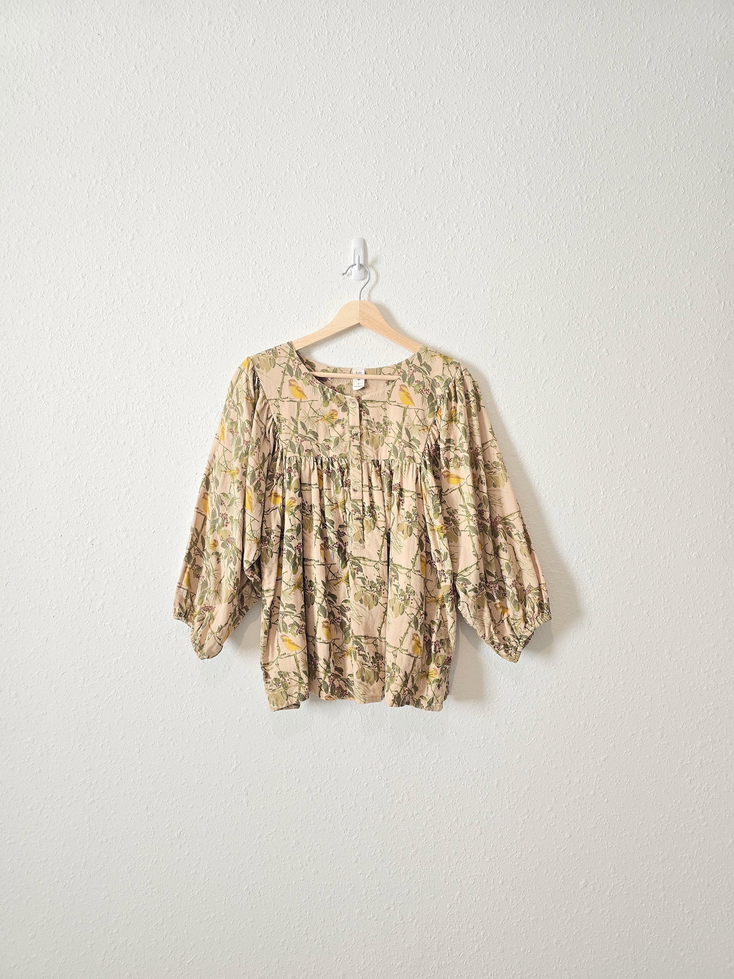 Kate Quinn Floral Bird Print Top (L)