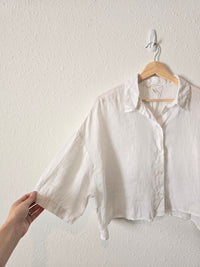 White Linen Button Up (M)