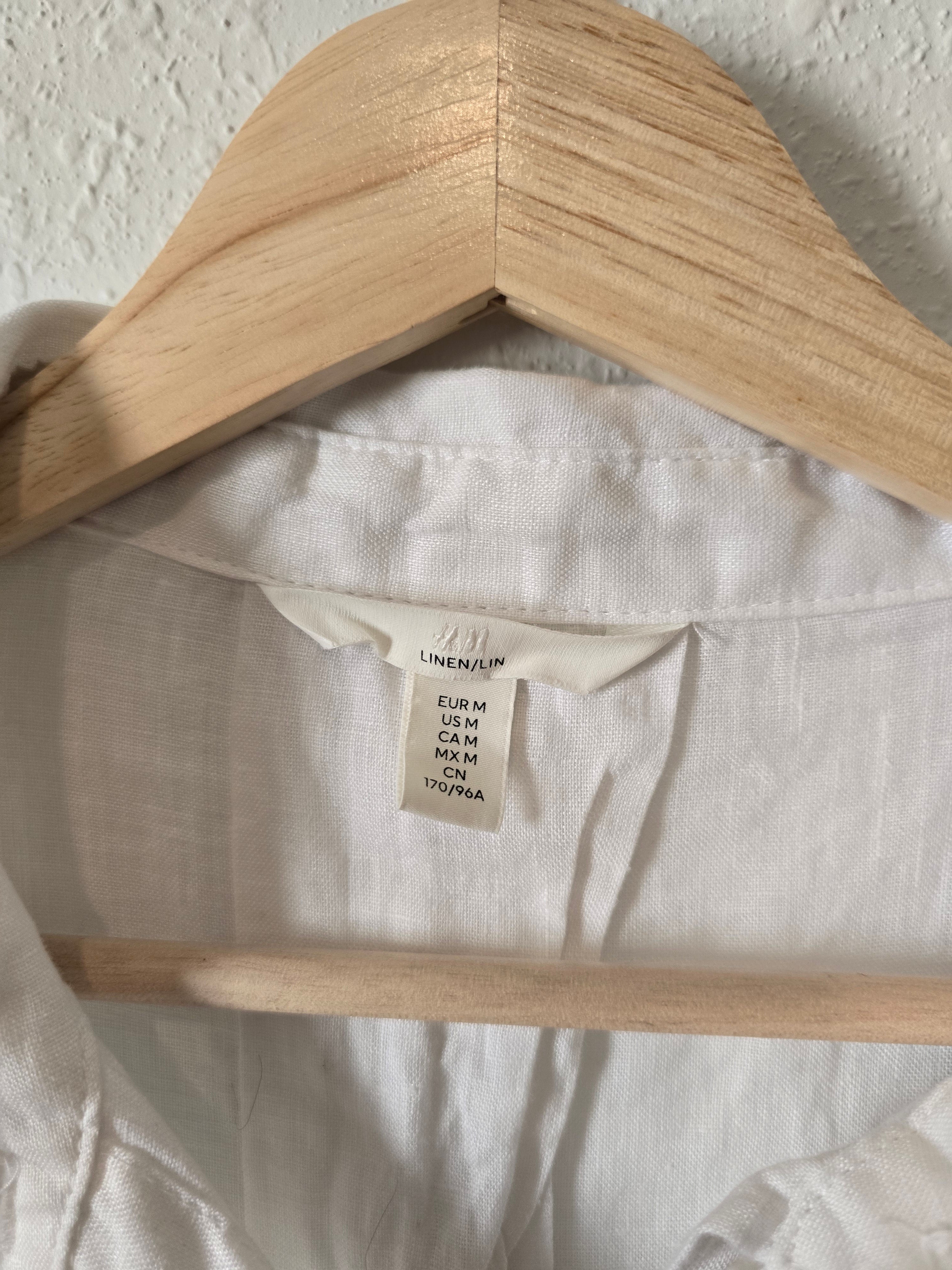 White Linen Button Up (M)