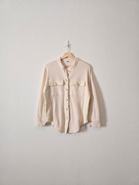 Cream Waffle Button Up Shacket (S)