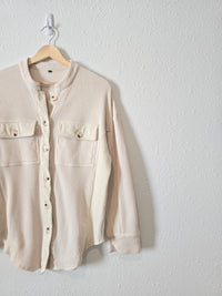 Cream Waffle Button Up Shacket (S)