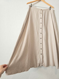 Vintage Beige Linen Midi Skirt (31)