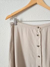 Vintage Beige Linen Midi Skirt (31)