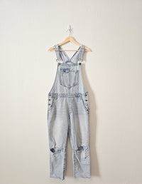 Hidden Distressed Denim Overalls (L)