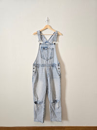 Hidden Distressed Denim Overalls (L)