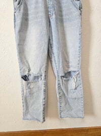 Hidden Distressed Denim Overalls (L)