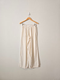 Linen Blend Wide Leg Pants (S)