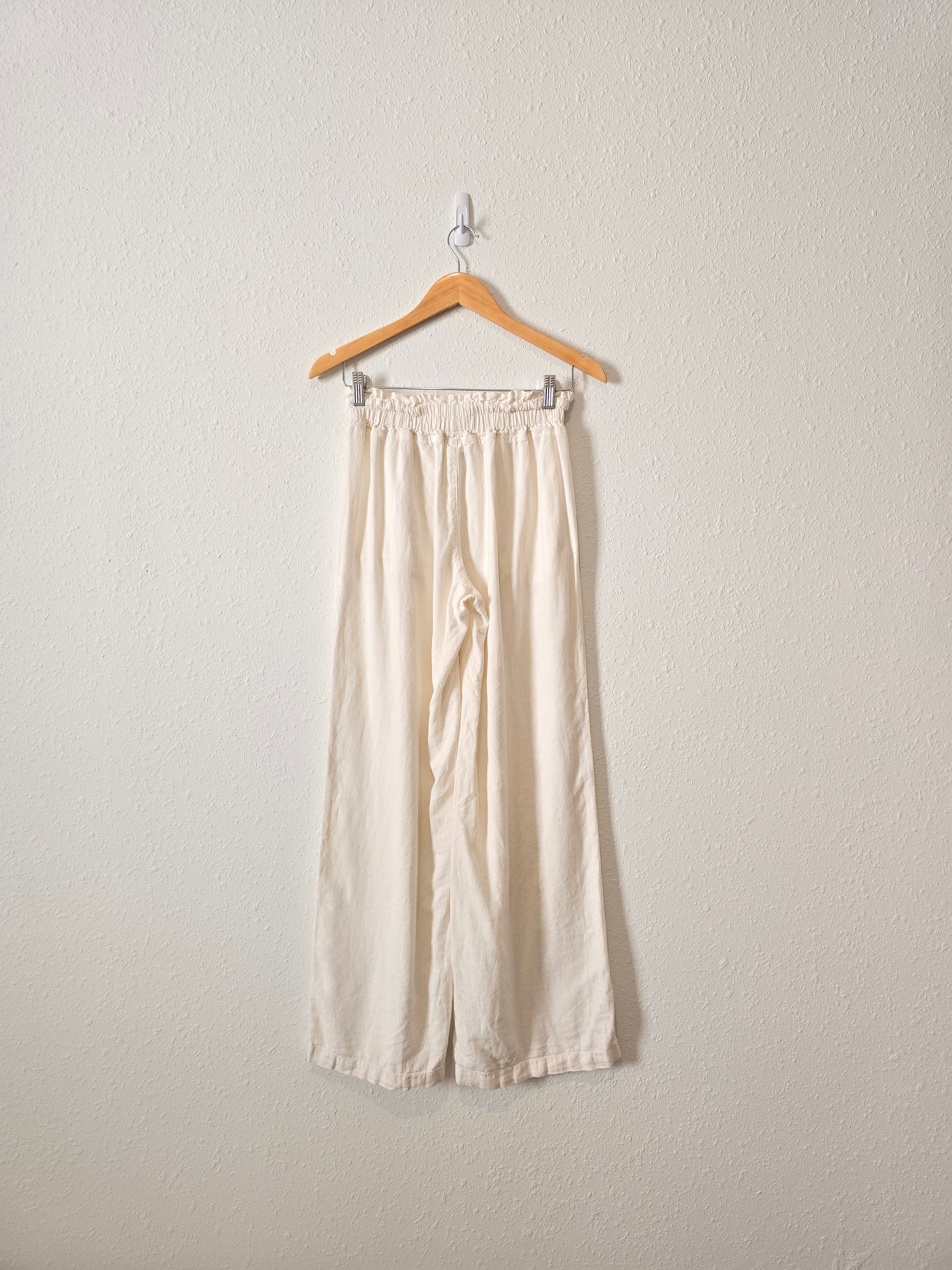 Linen Blend Wide Leg Pants (S)