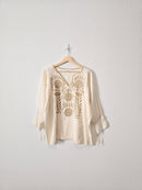 Neutral Boho Embroidered Top (XL)