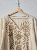 Neutral Boho Embroidered Top (XL)