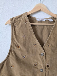 Vintage Brown Floral Vest (L)
