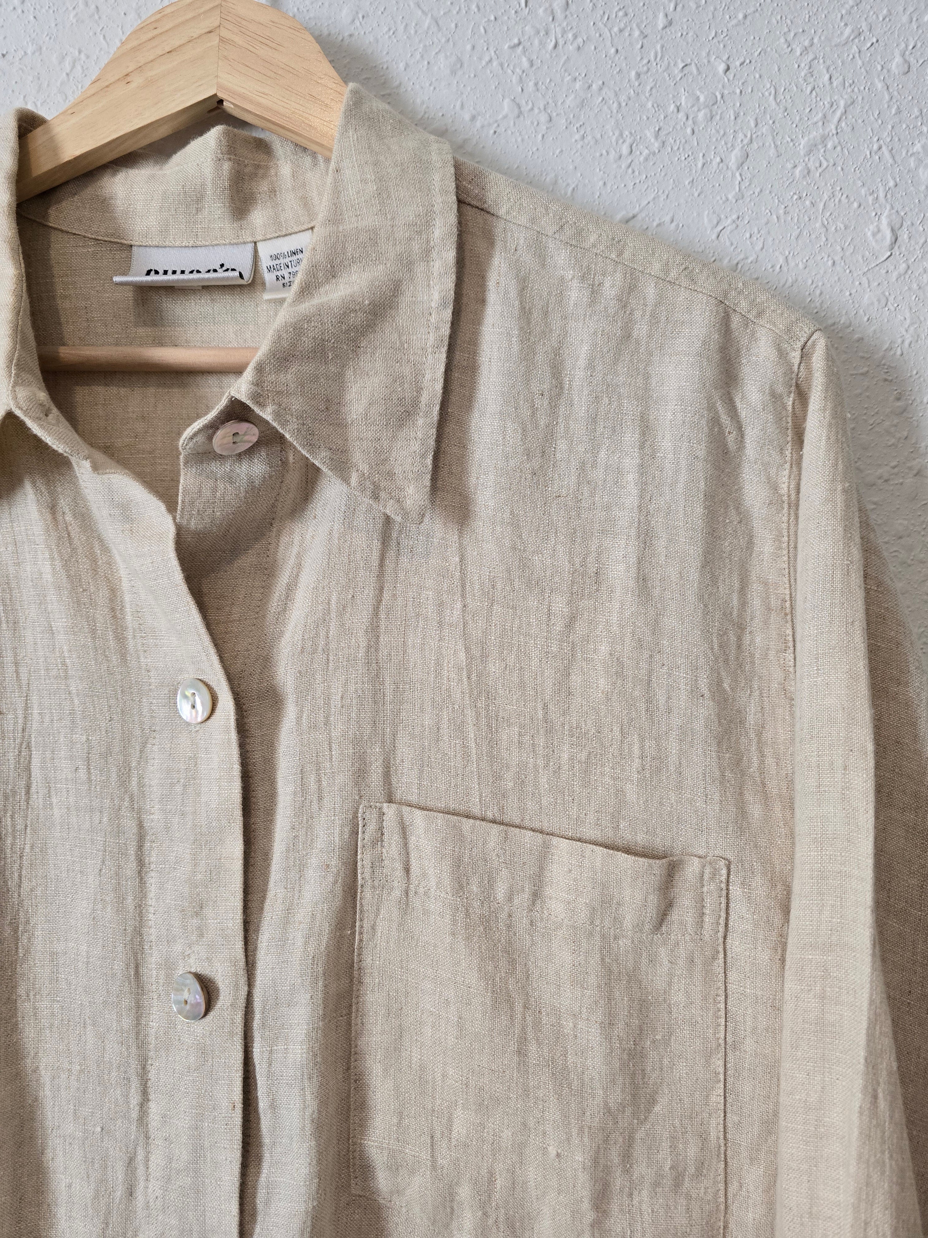 Vintage 100% Linen Button Up (M)