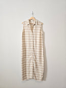 Vintage Gingham Linen Maxi Dress (M)