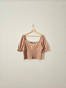 Abercrombie Tan Smocked Top (XL)