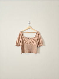 Abercrombie Tan Smocked Top (XL)