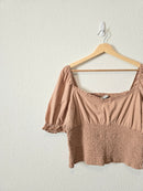 Abercrombie Tan Smocked Top (XL)