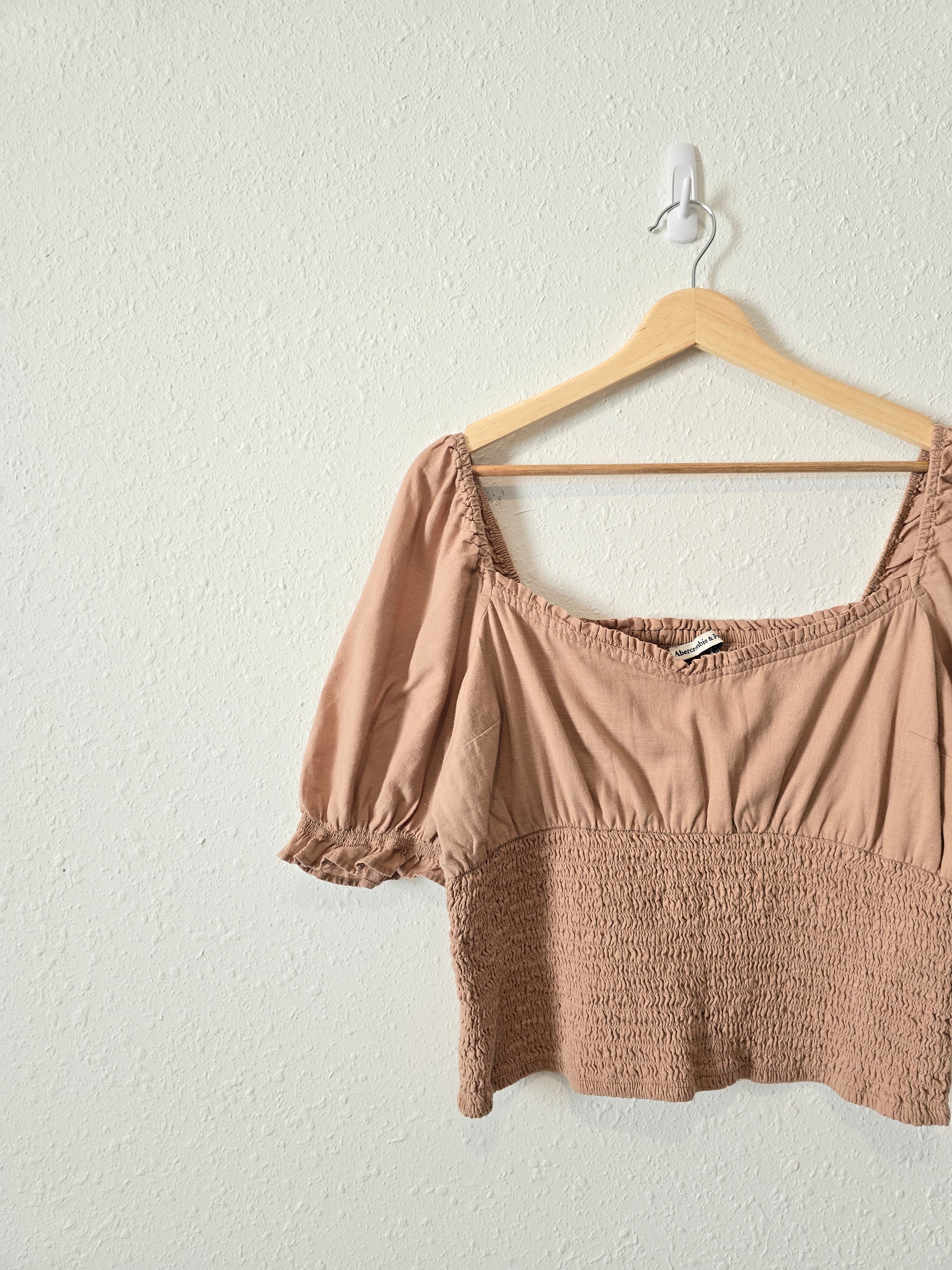 Abercrombie Tan Smocked Top (XL)