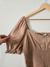 Abercrombie Tan Smocked Top (XL)