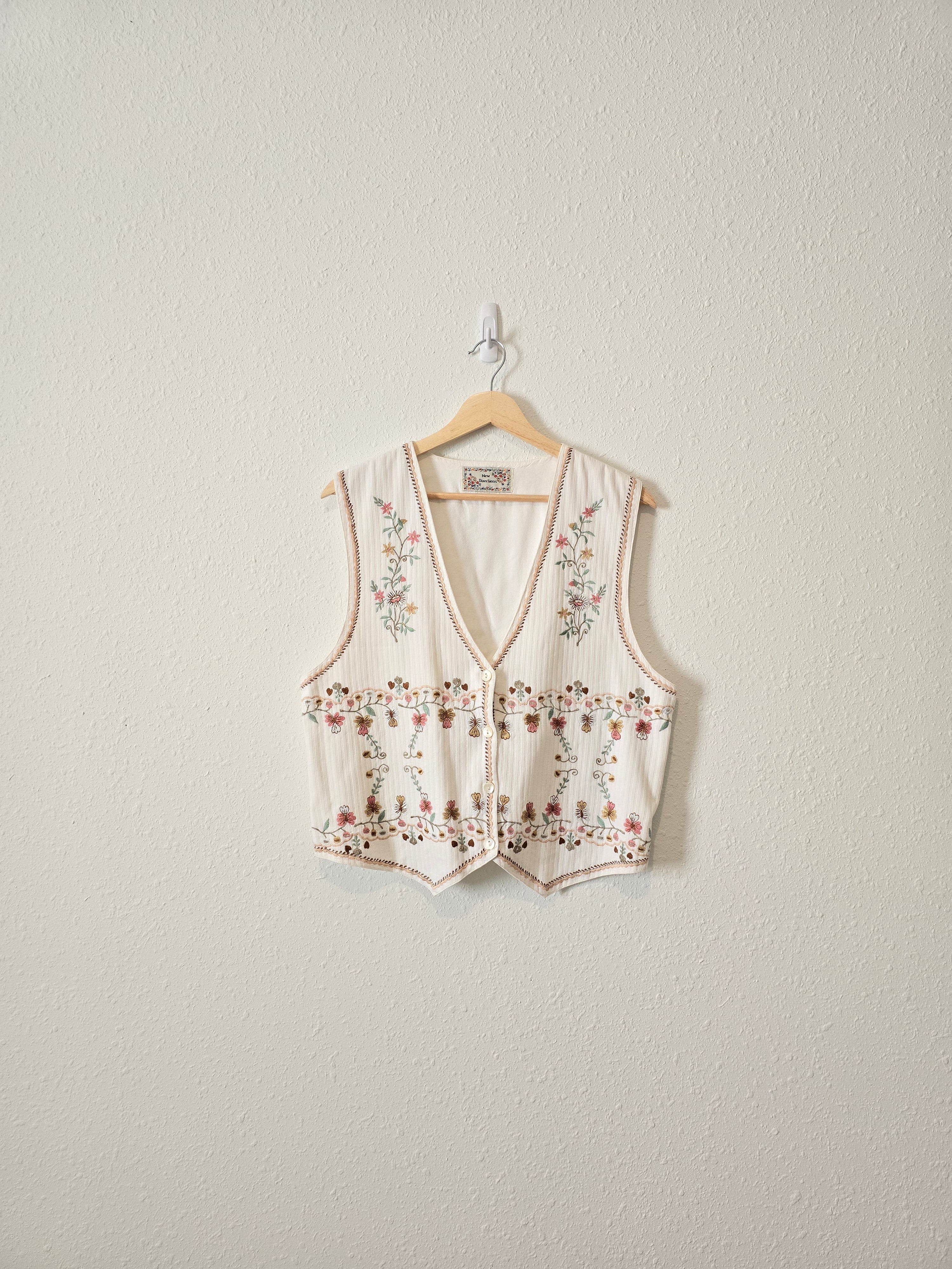 Vintage Floral Embroidered Vest (L/XL)