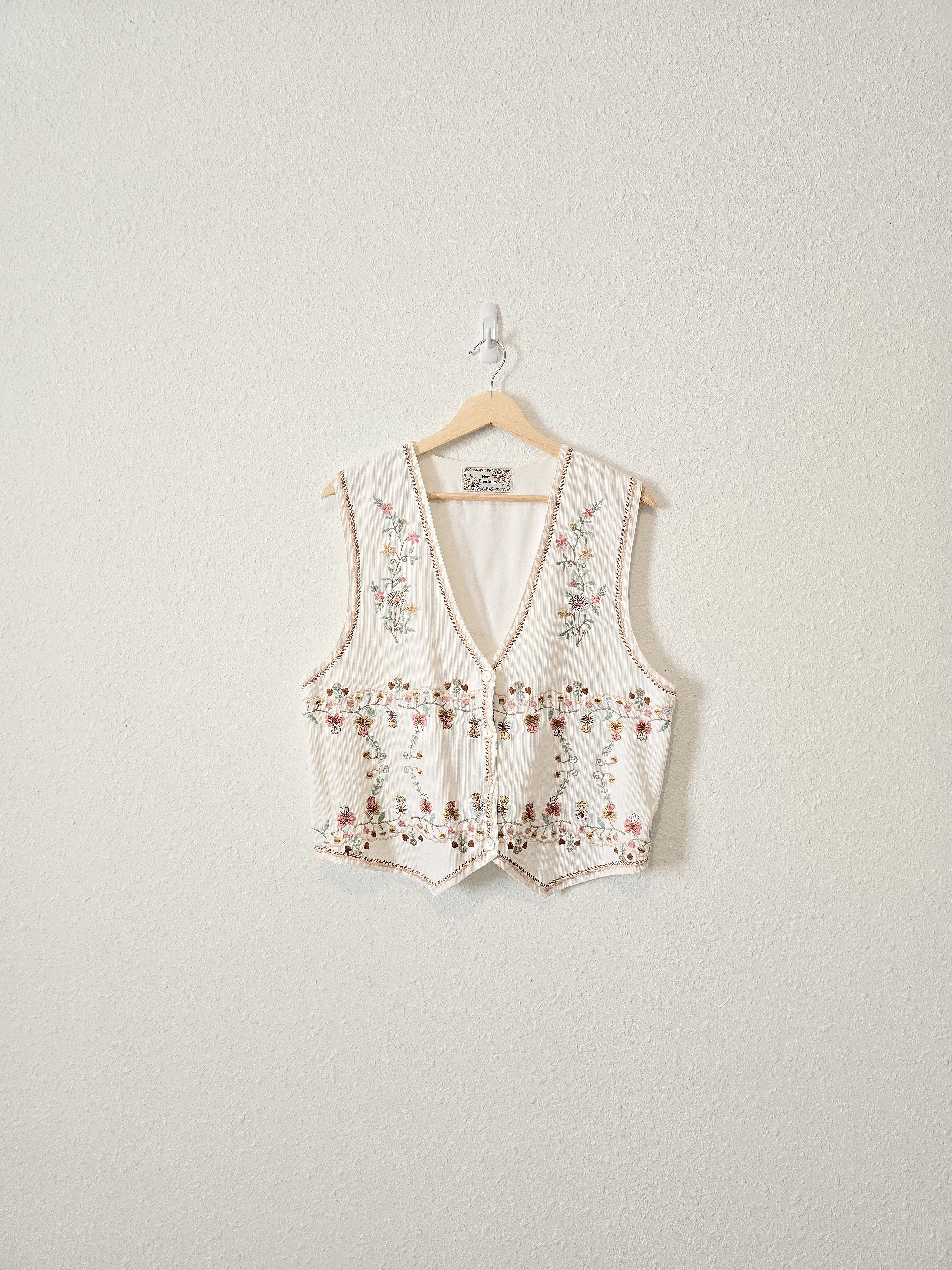 Vintage Floral Embroidered Vest (L/XL)