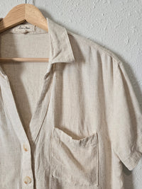 Oat Linen Blend Button Up (L)