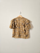 Anthropologie Mustard Floral Top (M)