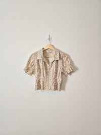 NEW Brown Floral Button Up Top (XS)