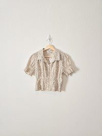 NEW Brown Floral Button Up Top (XS)