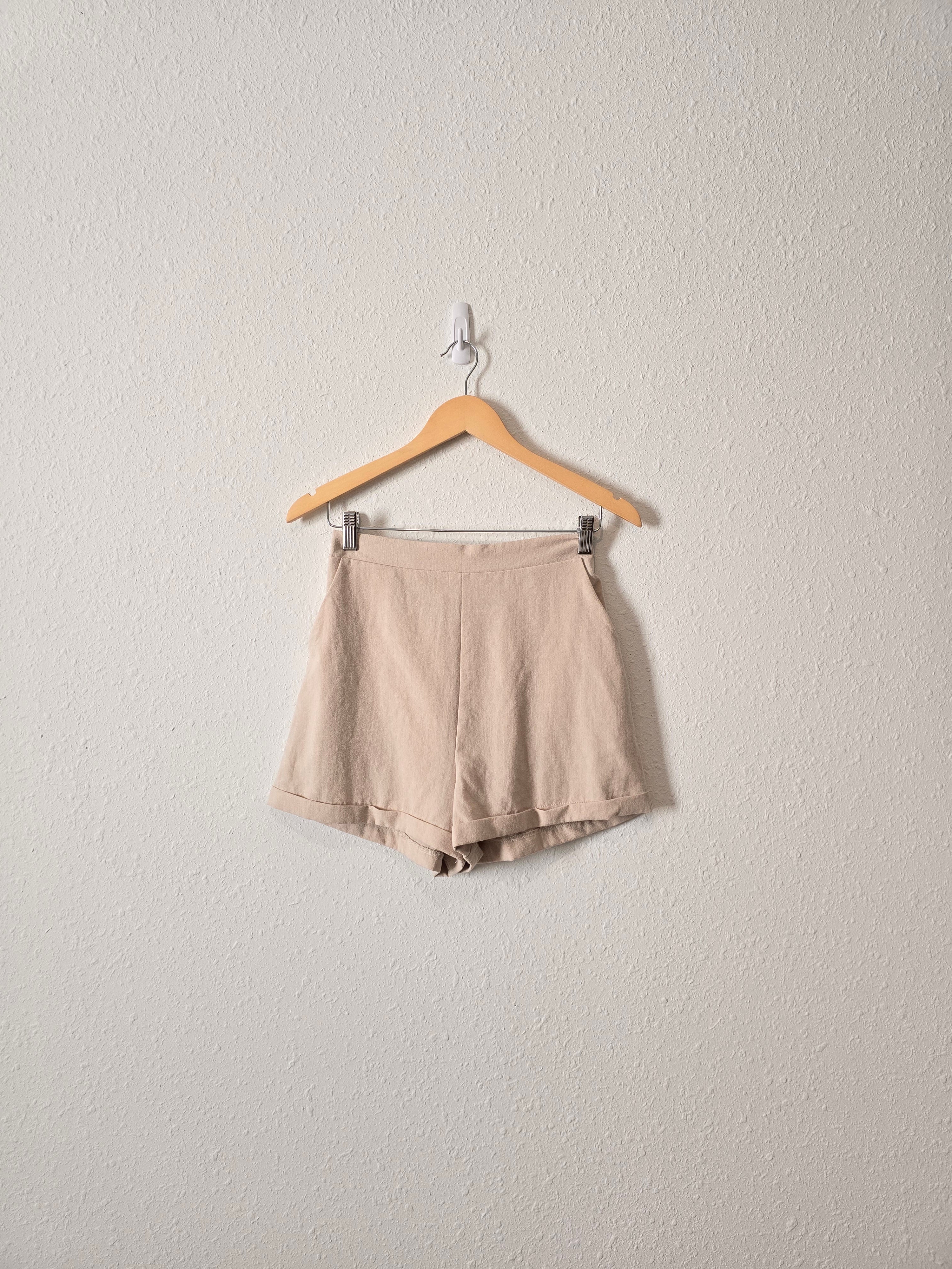 Princess Polly Beige High Rise Shorts (6)