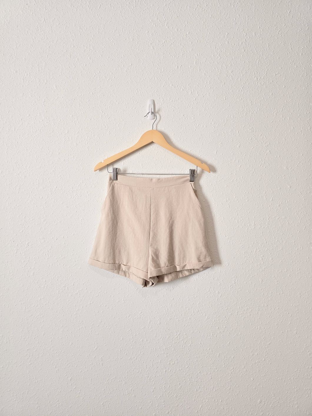 Princess Polly Beige High Rise Shorts (6)