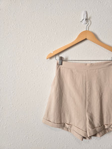 Princess Polly Beige High Rise Shorts (6)