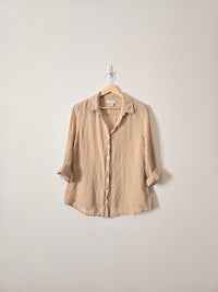 Linen Blend Gauze Button Up (L)