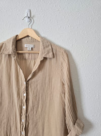 Linen Blend Gauze Button Up (L)