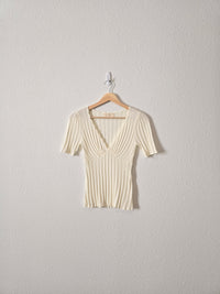 Sezane Cream Cloe Knit Top (S)