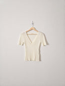 Sezane Cream Cloe Knit Top (S)