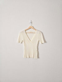 Sezane Cream Cloe Knit Top (S)