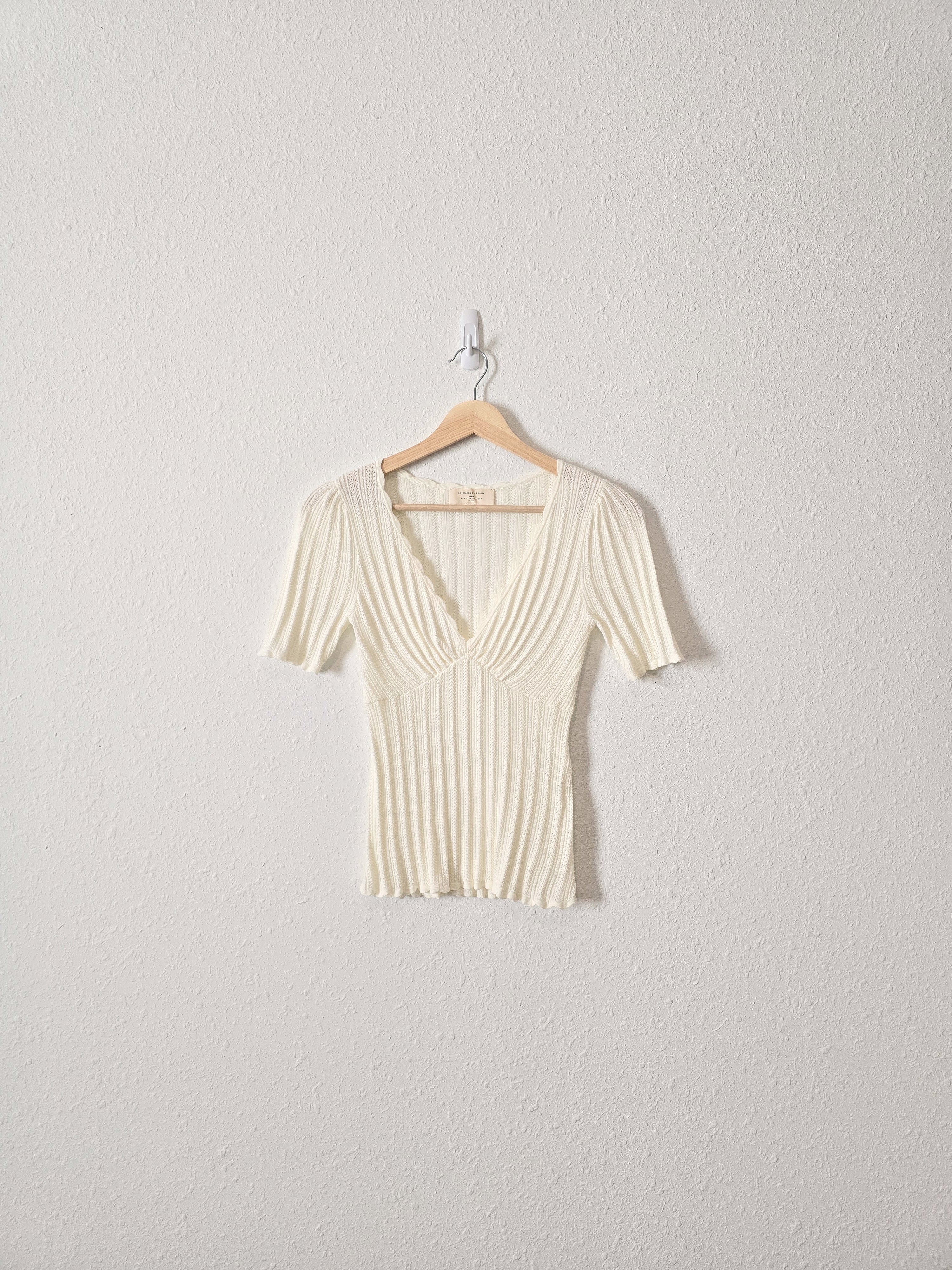 Sezane Cream Cloe Knit Top (S)