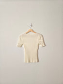 Sezane Cream Cloe Knit Top (S)