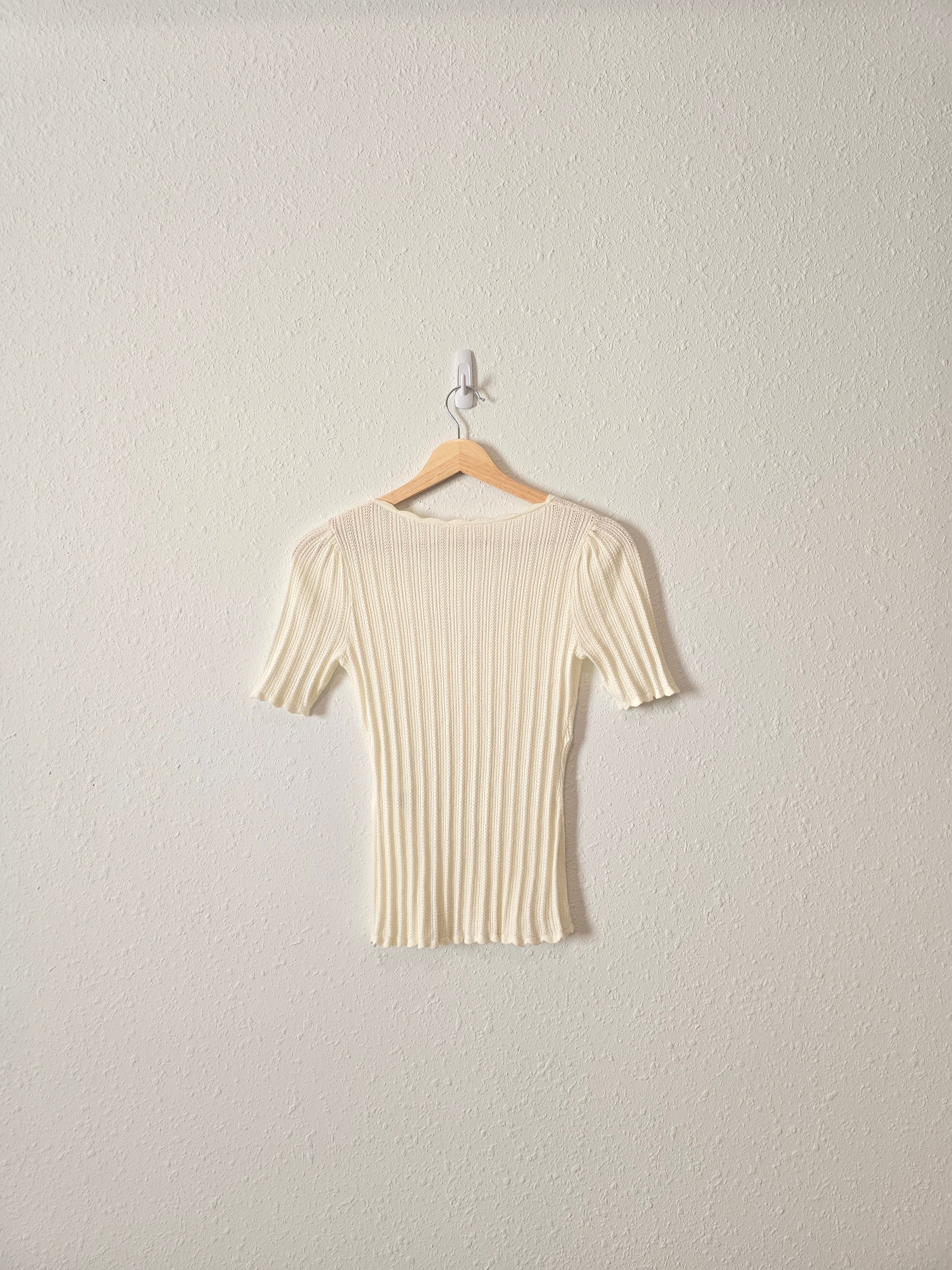 Sezane Cream Cloe Knit Top (S)