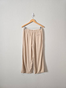 Cream Linen Straight Pants (M)