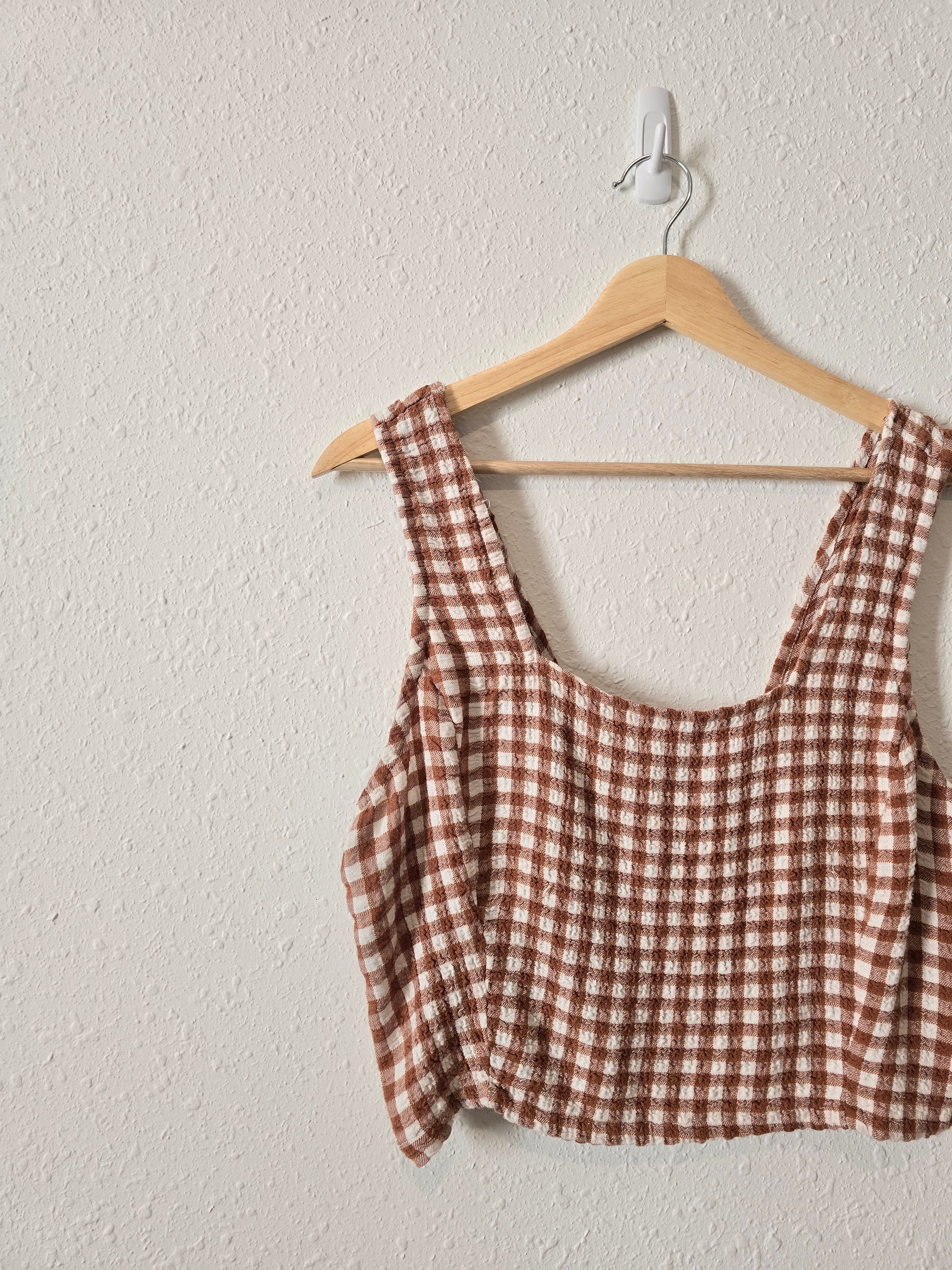 Rust Checkered Crop Tank (L)