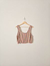 Rust Checkered Crop Tank (L)