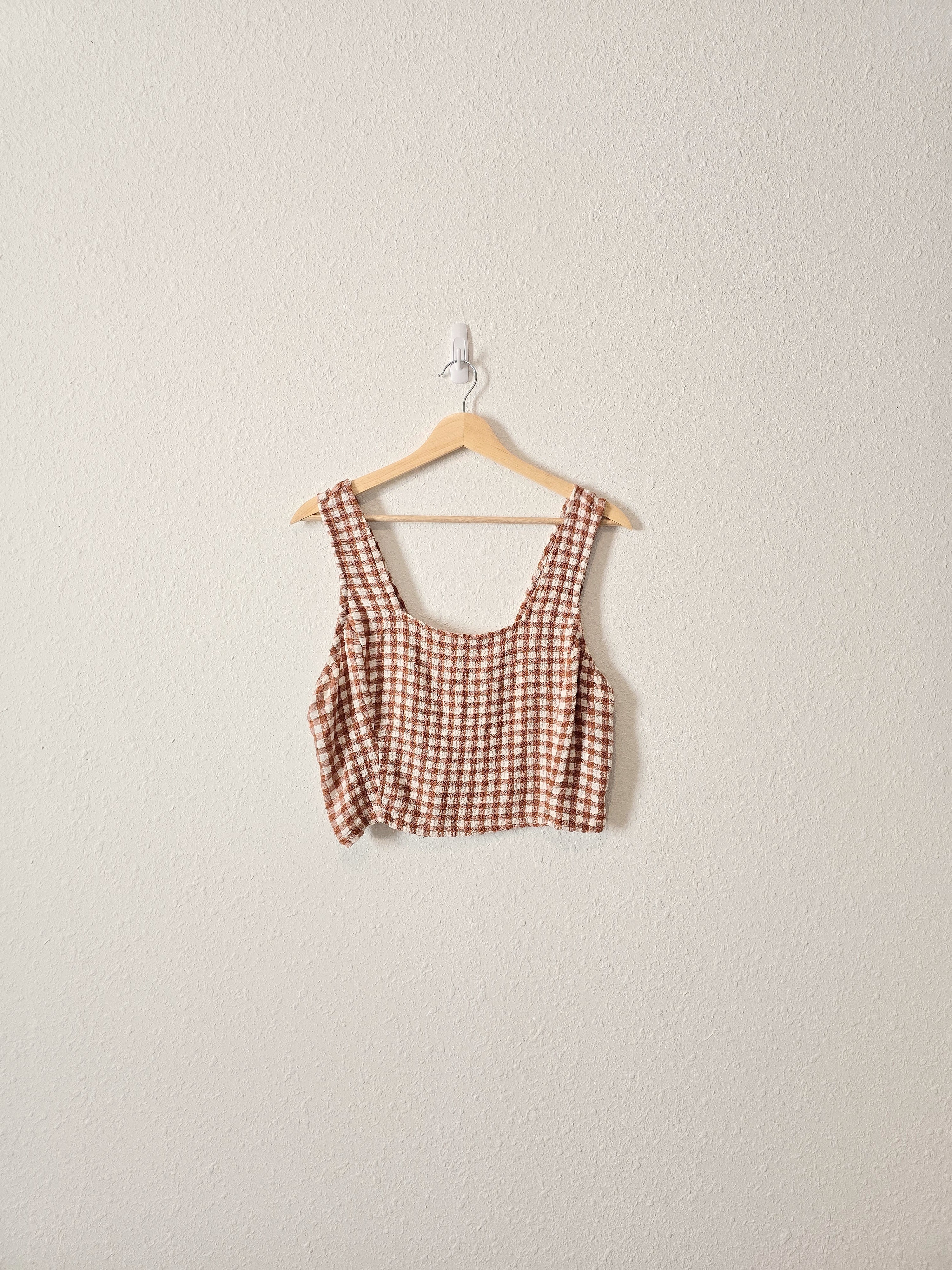 Rust Checkered Crop Tank (L)