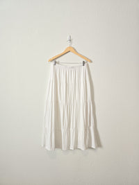 White Tiered Midi Skirt (L)