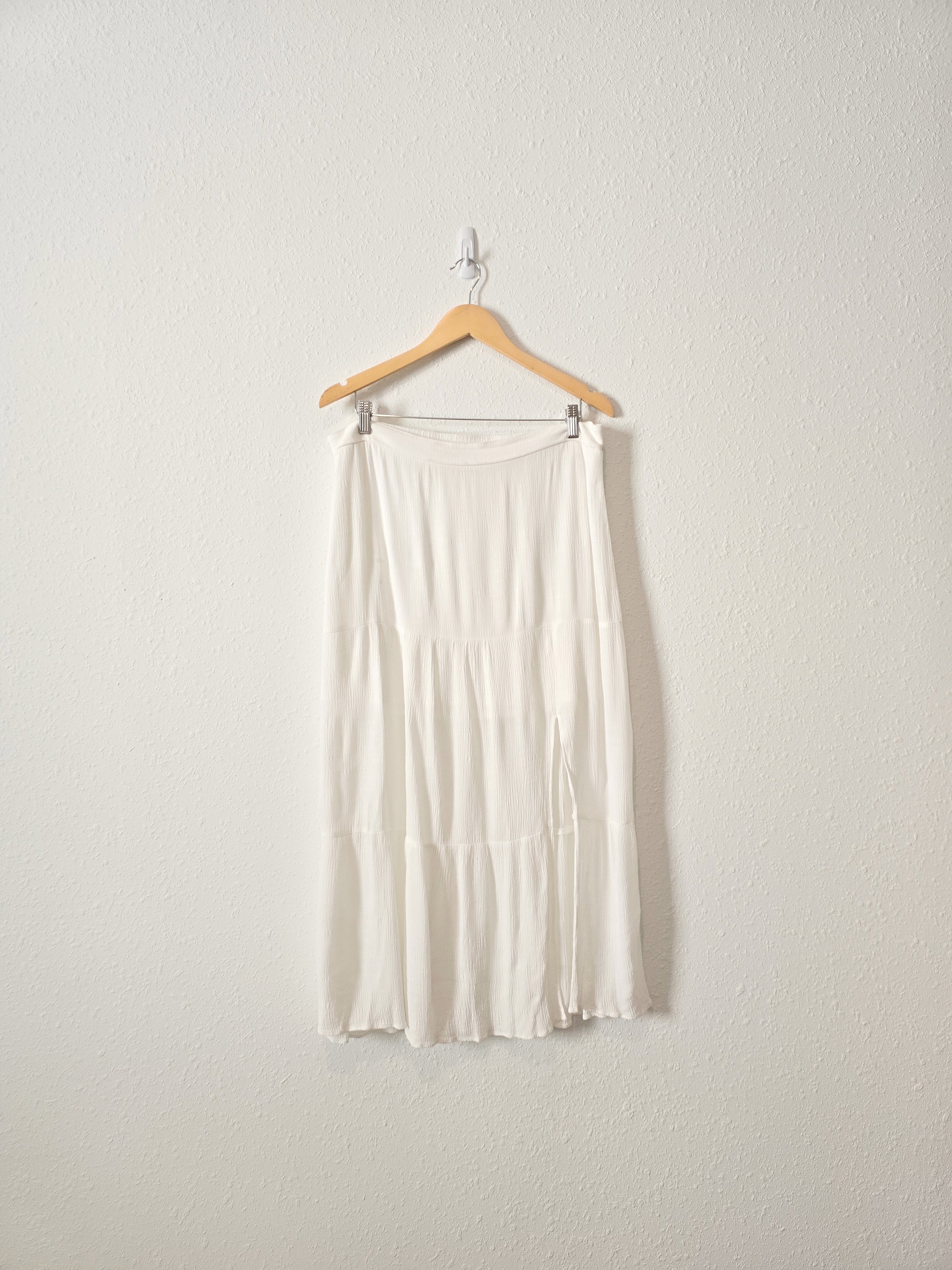 White Tiered Midi Skirt (XL)