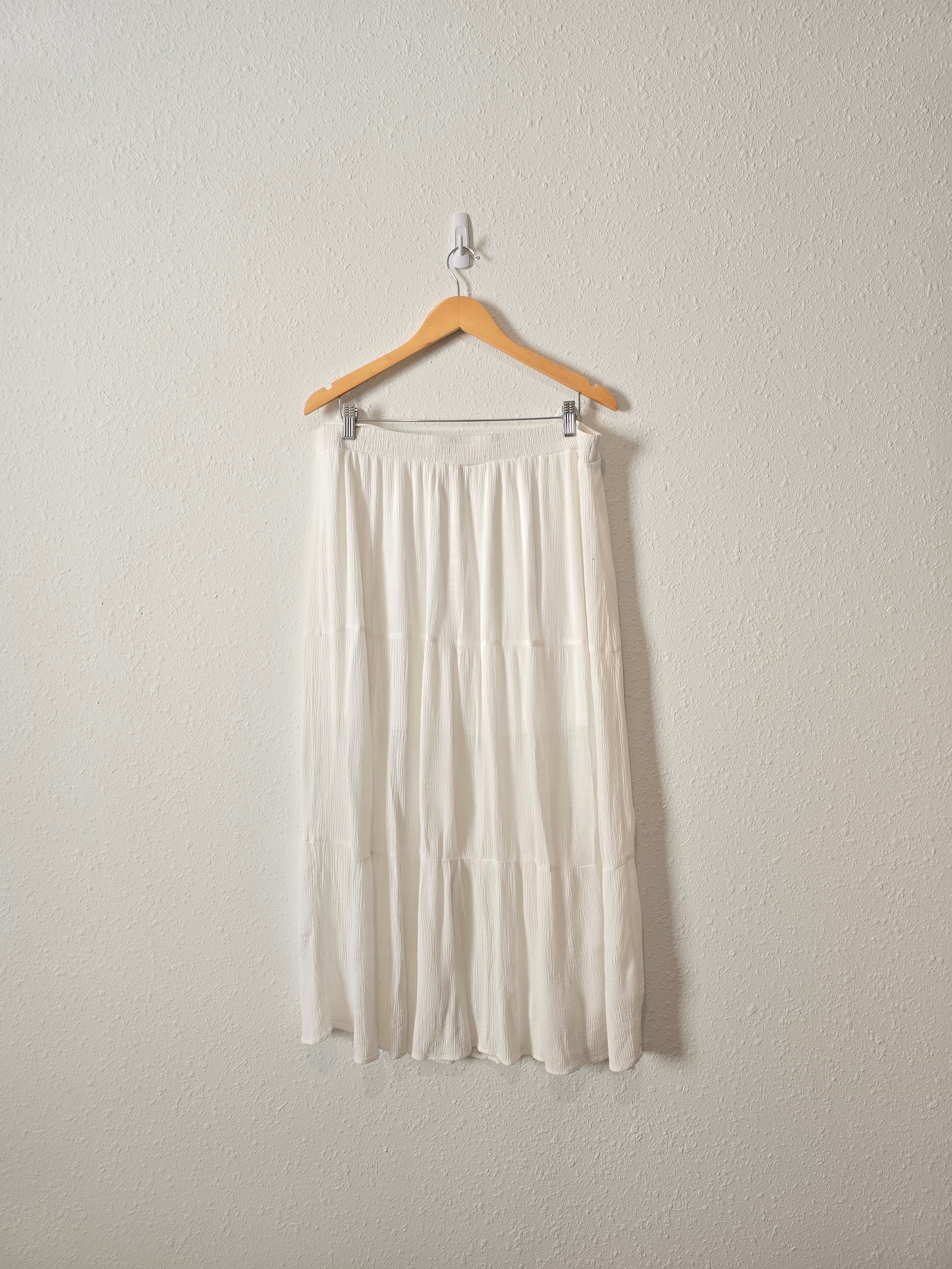 White Tiered Midi Skirt (XL)