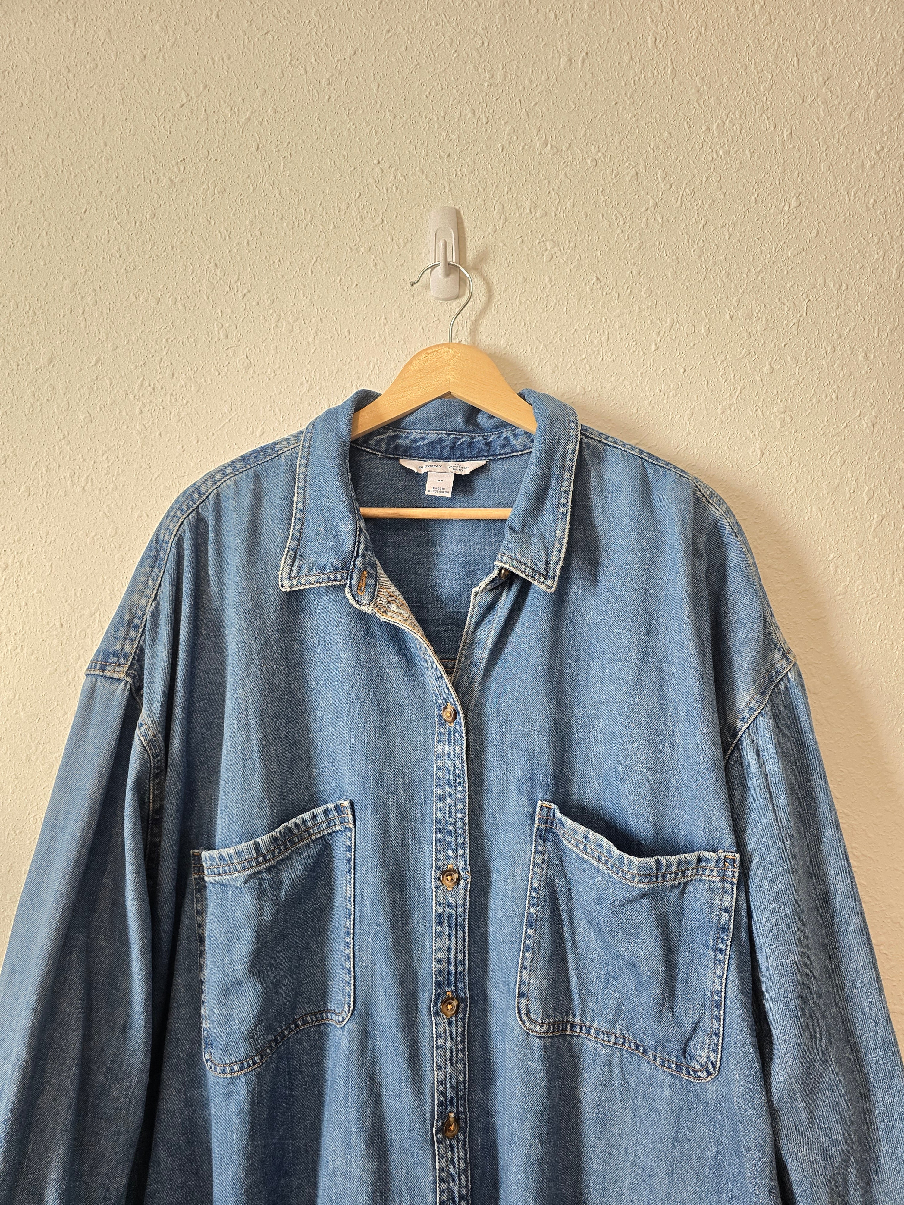 Oversized Button Up Denim Shirt (4X)