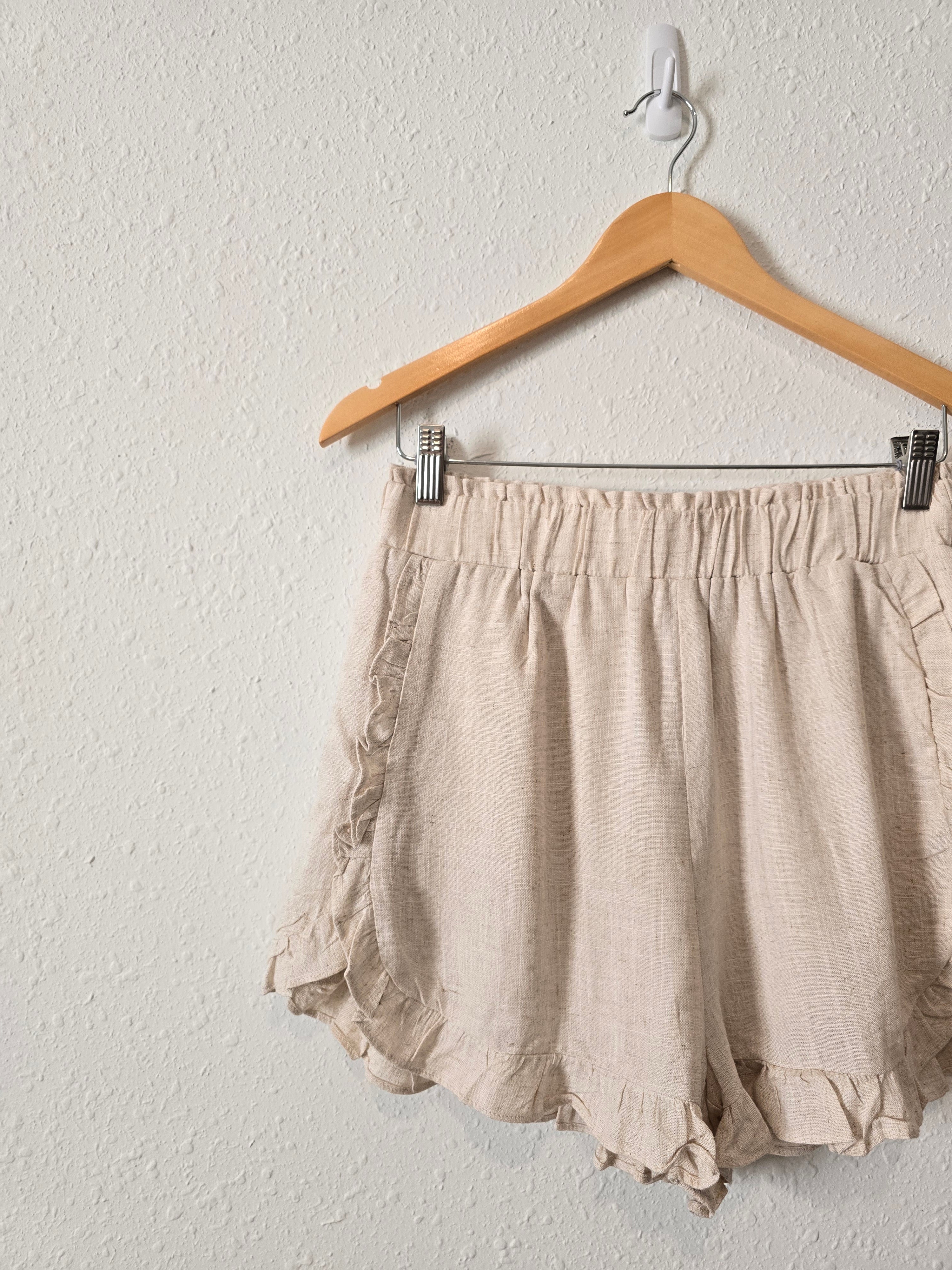 NEW Oat Linen Blend Shorts (L)